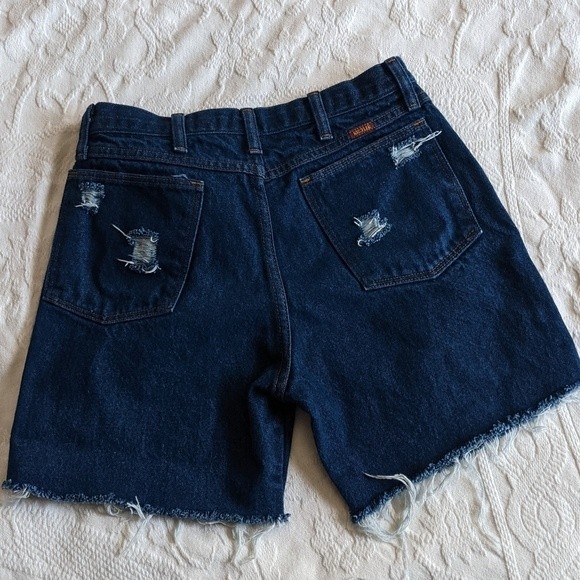 Vintage Rustler High Rise Distressed Cut-off Denim Shorts 27 - Picture 5 of 10